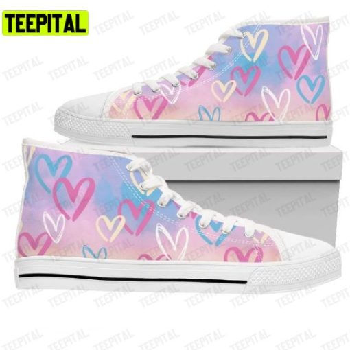 Lover Taylor-Swift Eras Tour Pink Heart Adults High Top Canvas Shoes