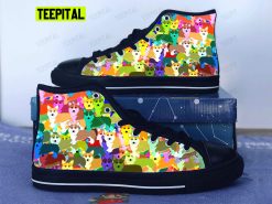 Pembroke Welsh Corgi Adults High Top Canvas Shoes