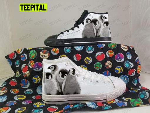 Penguin Adults High Top Canvas Shoes