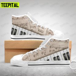 Piano With Sheet Music Adults High Top Canvas Shoes