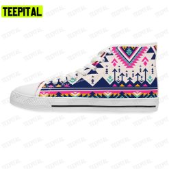 Retro Color Tribal Navajo High Adults High Top Canvas Shoes