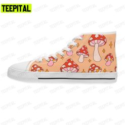 Retro Mushrooms And Stars Hippie Adults High Top Canvas Shoes