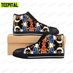 Rococo Seamless Pattern With Golden Adults High Top Canvas Shoes