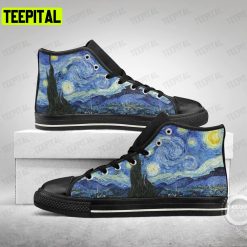 Starry Night Adults High Top Canvas Shoes