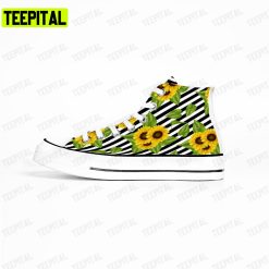 Sunflower Flower Girl Adults High Top Canvas Shoes