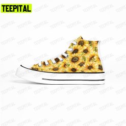 Sunflower Watercolor Adults High Top Canvas Shoes