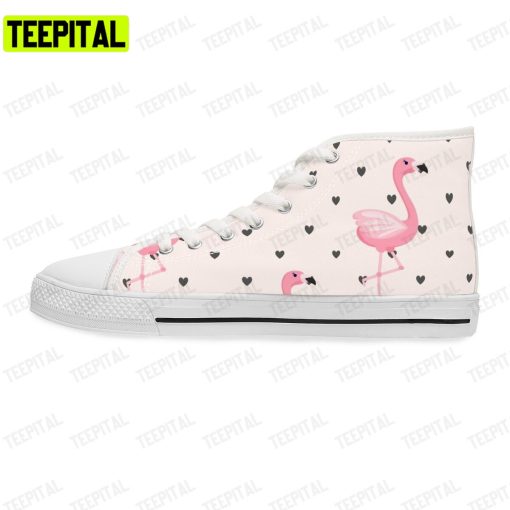 Tropical Flamingo Art Adults High Top Canvas Shoes