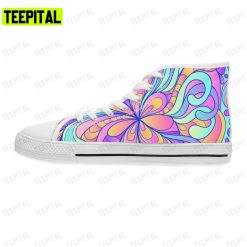 Vintage 60s Hippie Colorful Magic Psychedelic Art Adults High Top Canvas Shoes