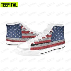 Vintage American Flag Adults High Top Canvas Shoes
