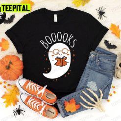 Booooks Ghost Books Halloween Reading Teacher Unisex T-Shirt Sweatshirt Hoodie