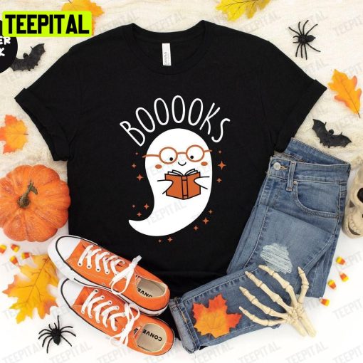 Booooks Ghost Books Halloween Teacher Unisex T-Shirt Sweatshirt Hoodie