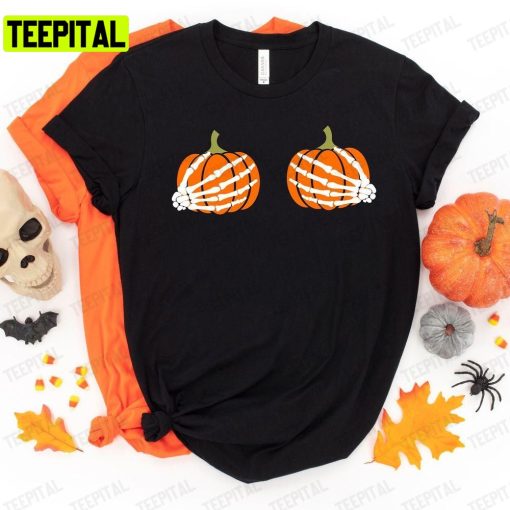 Funny Halloween Pumpkin Boobies Thanksgiving Unisex T-Shirt Sweatshirt Hoodie