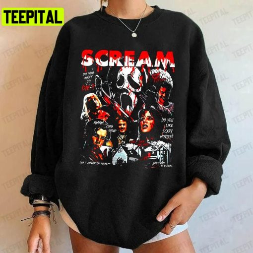 Retro 90s Scream Movie Ghostface Halloween Unisex T-Shirt Sweatshirt Hoodie