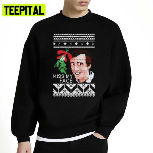 Christmas Alan Partridge Kiss My Face Mistletoe Knit Unisex Sweatshirt