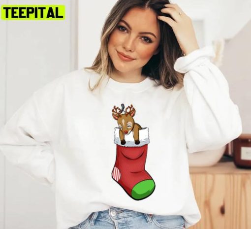 Christmas Socks Reindeer Unisex Sweatshirt