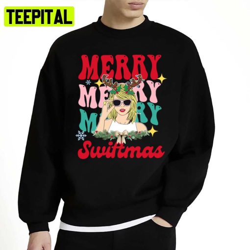 Cool Taylor Fanart Merry Swiftmas Unisex Sweatshirt