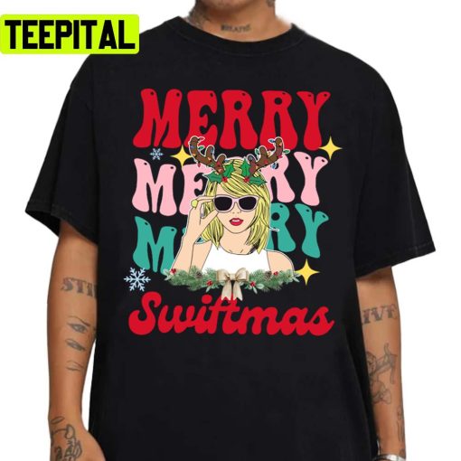 Cool Taylor Fanart Merry Swiftmas Unisex Sweatshirt