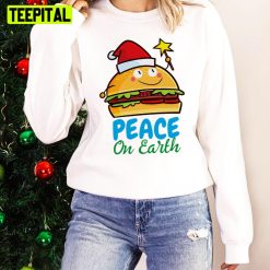 Cute Christmas Hamburger Hope Peace On Earth Unisex Sweatshirt