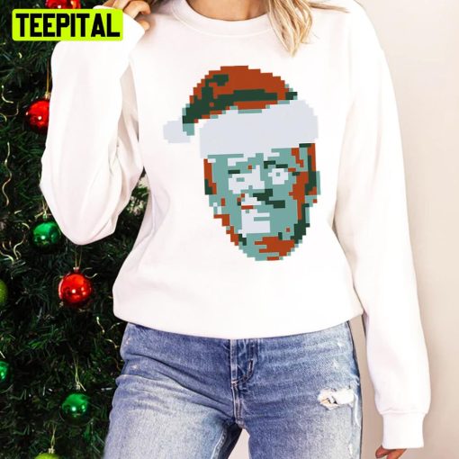 Donald Trump Santa Hat Pixel Graphic Holiday Sweatshirt