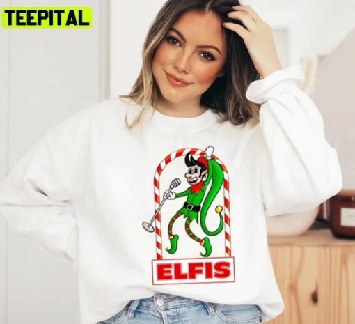 Elfis Parody Elvis Singer Xmas Holiday Sweatshirt