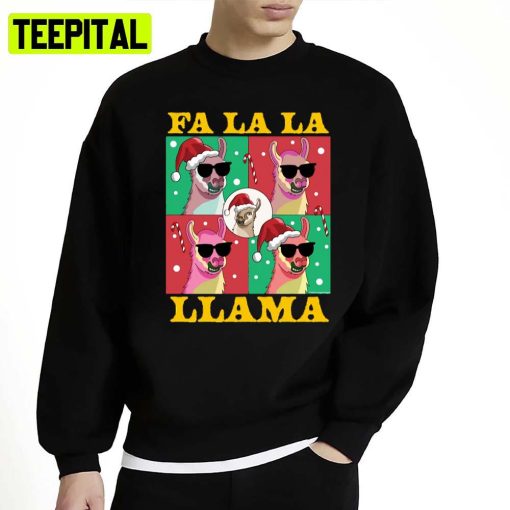 Fa La La Llama Funny Christmas Falala Llama With Santa Hat Unisex Sweatshirt