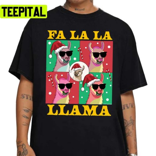 Fa La La Llama Funny Christmas Falala Llama With Santa Hat Unisex Sweatshirt