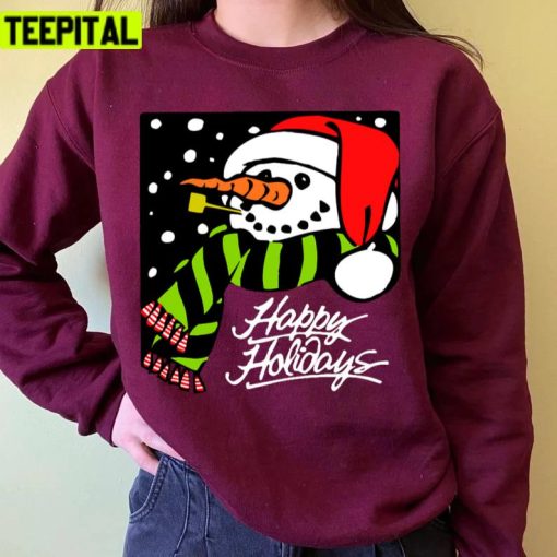 Happy Holidays Snowman Xmas Holiday Sweatshirt