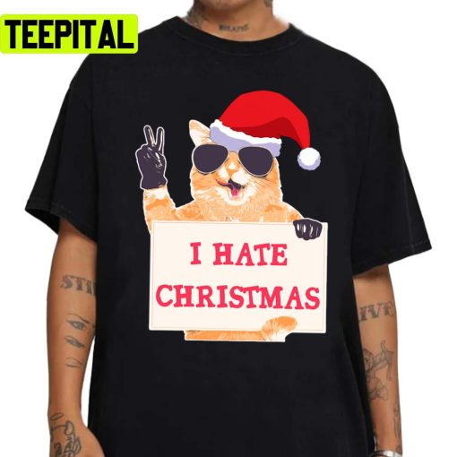 I Hate Christmas Orange Cat Unisex Sweatshirt