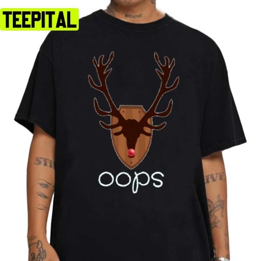 Oops Red Nose Reindeer Trophy Funny Christmas Parody Unisex Sweatshirt