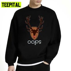 Oops Red Nose Reindeer Trophy Funny Christmas Parody Unisex Sweatshirt