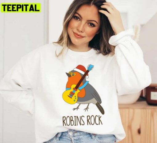 Robins Rock Funny Cute Rocking Bird Robin Xmas Holiday Sweatshirt