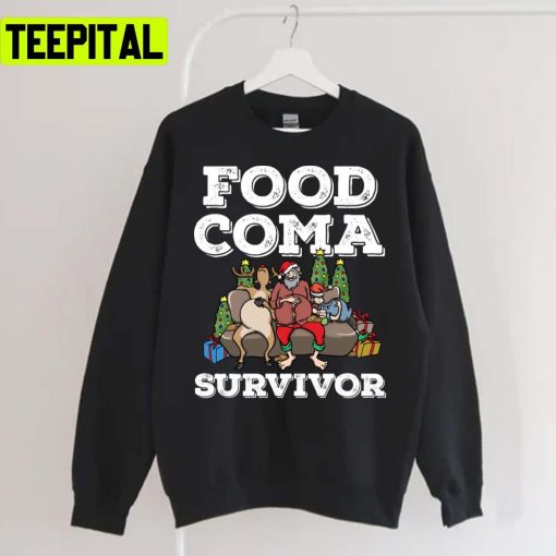 Santa Claus Food Coma Funny Xmas Pun Holiday Sweatshirt