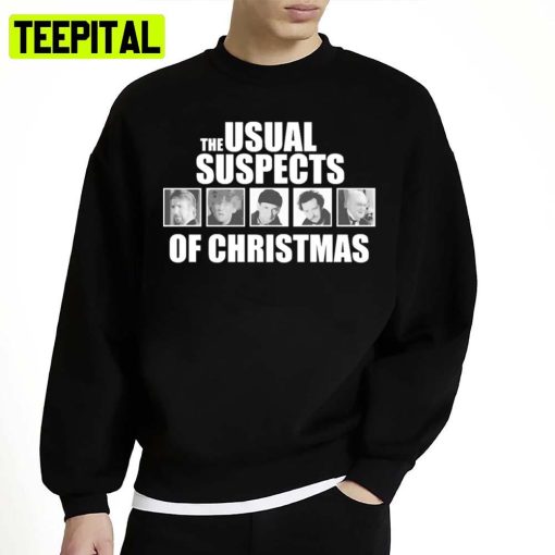 The Usual Christmas Suspects Funny Characters Unisex Sweatshirt