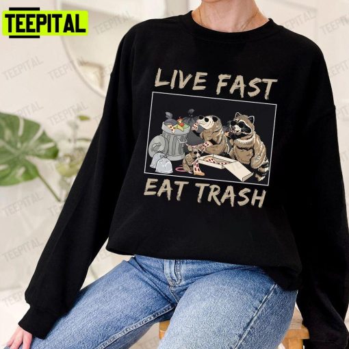 Vaporwave Live Fast Eat Trash Panda Raccoon Lover Unisex T-Shirt