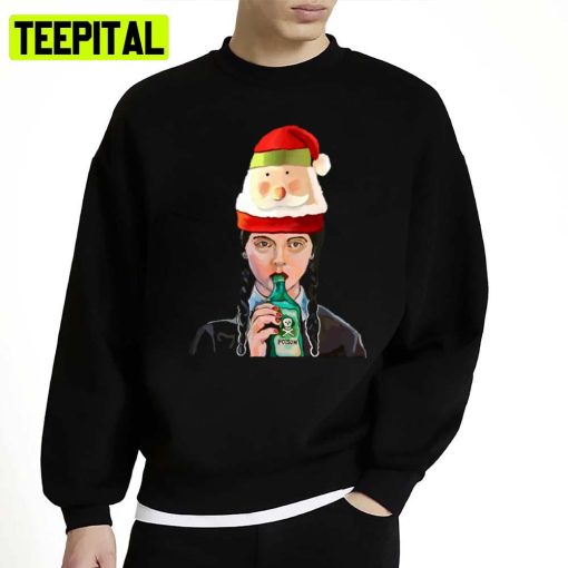 Wednesday Addams Coping With Christmas Hat Unisex Sweatshirt