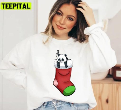 Xmas Sock Panda Holiday Sweatshirt