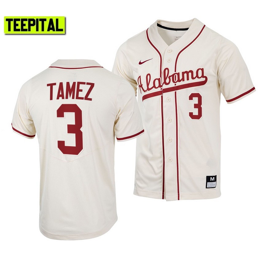 Alabama Crimson Tide Dominic Tamez College Baseball Jersey Natural