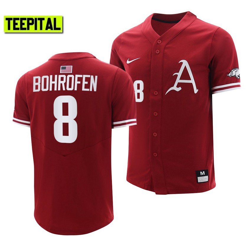 Arkansas Razorbacks Jace Bohrofen College Baseball Jersey Cardinal