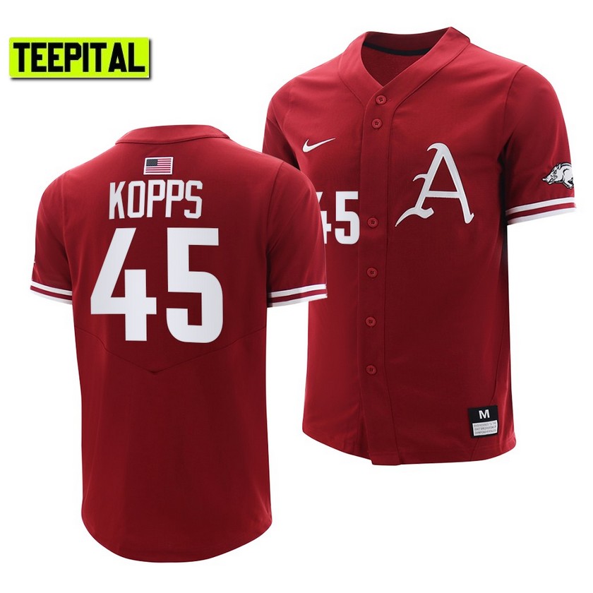 Arkansas Razorbacks Kevin Kopps College Baseball Jersey Cardinal