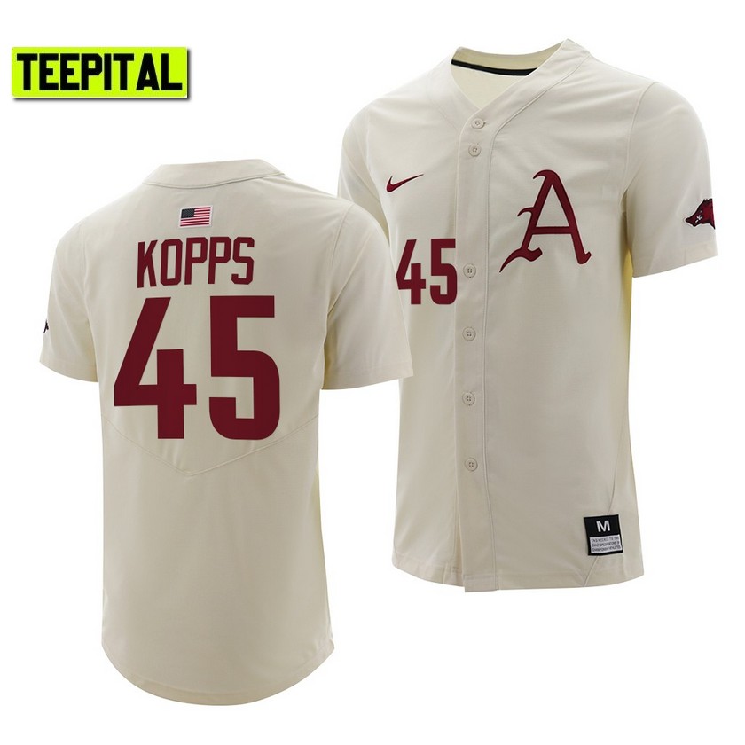 Arkansas Razorbacks Kevin Kopps College Baseball Jersey Natural