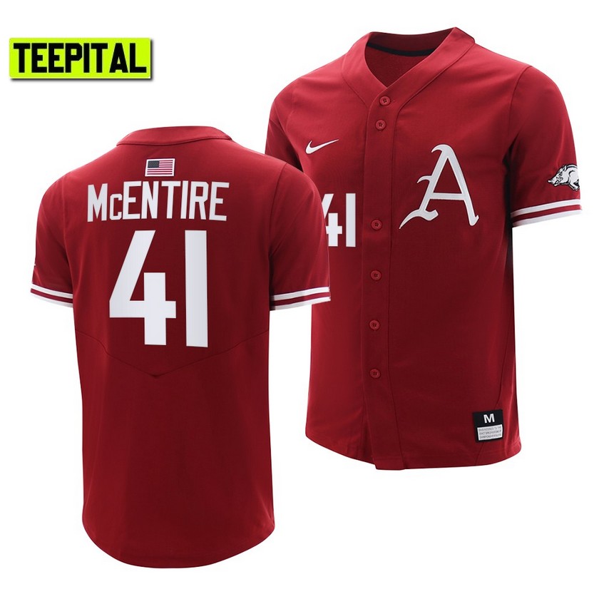 Arkansas Razorbacks Will McEntire College Baseball Jersey Cardinal