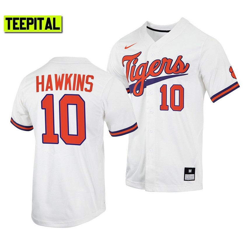 Clemson Tigers Bryar Hawkins College Baseball Jersey White