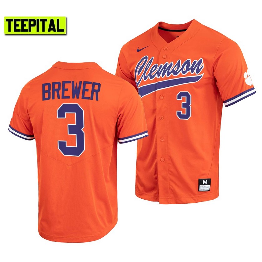 Clemson Tigers Dylan Brewer College Baseball Jersey Orange
