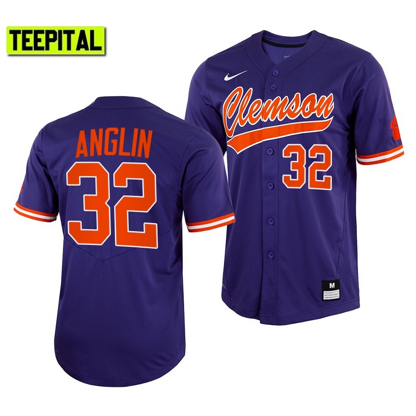 Clemson Tigers Mack Anglin College Baseball Jersey Purple