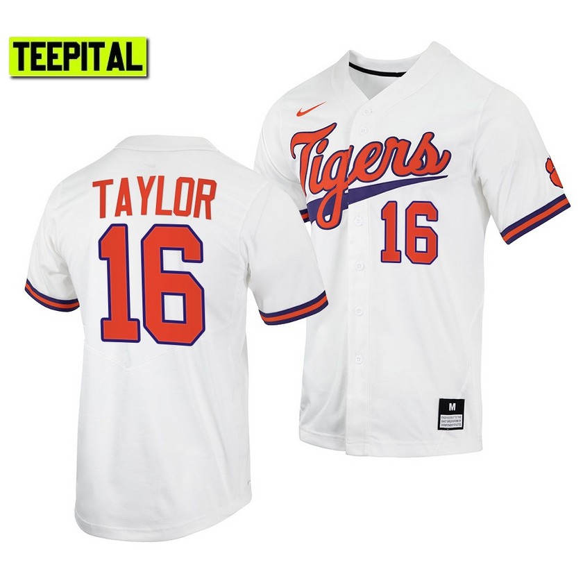 Clemson Tigers Will Taylor College Baseball Jersey White