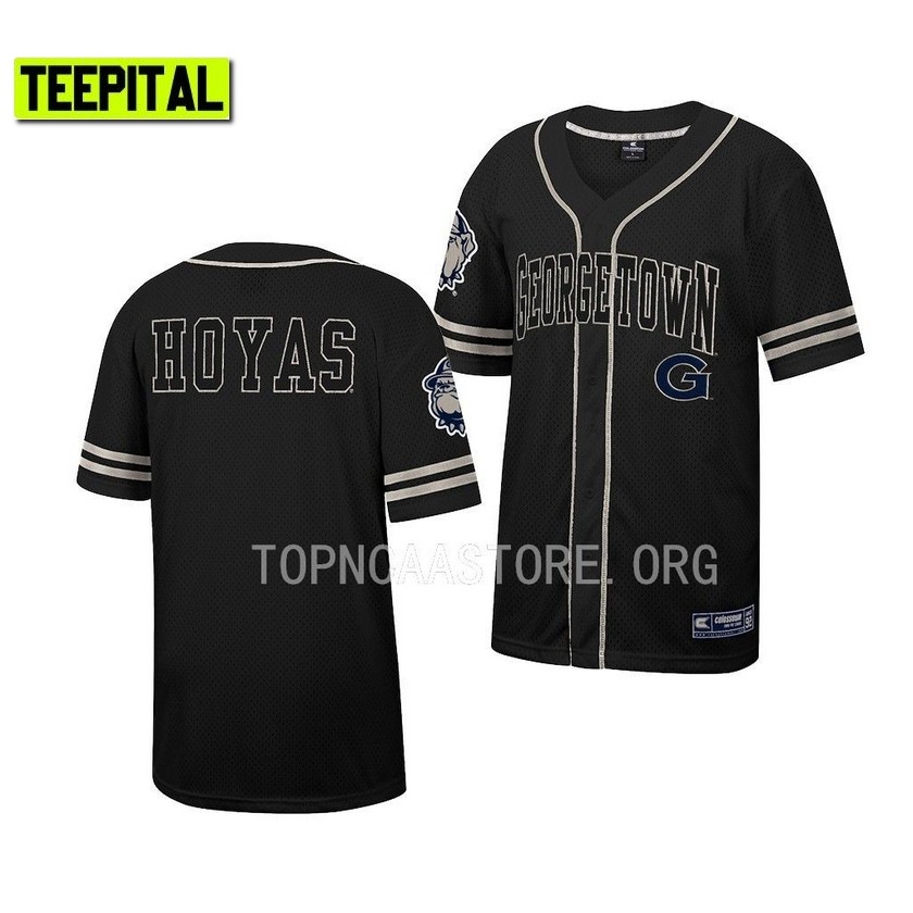 Georgetown Hoyas Free Spirited Black Button-Up College Baseball Jersey